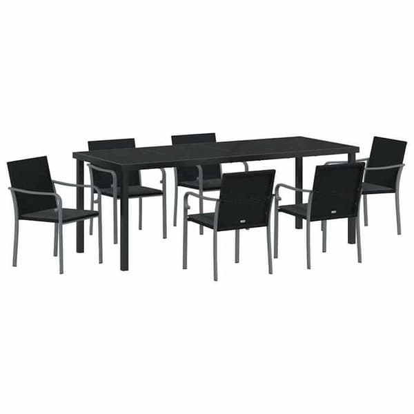 Maison Exclusive - 7 osan musta ja harmaa puutarhaterassikalusteryhmä