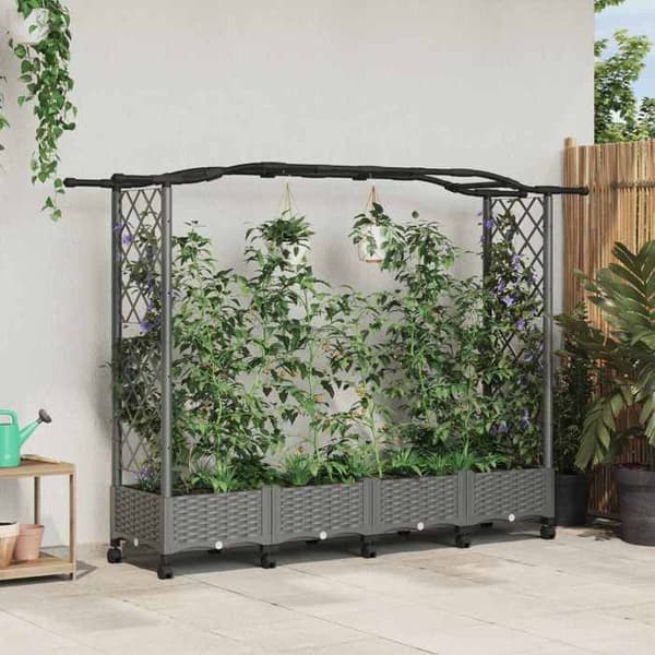 Maison Exclusive - Høj Seng med Gitter og Lys Grå Tag 207 x 40 x 129 cm PP Ljusgrått