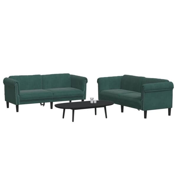 Maison Exclusive - Sæt af 2 sofaer i mørkegrøn velour