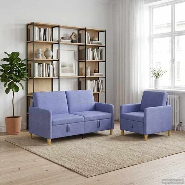 Maison Exclusive - Sofa med opbevaring 2 stk Blå denim Polyester