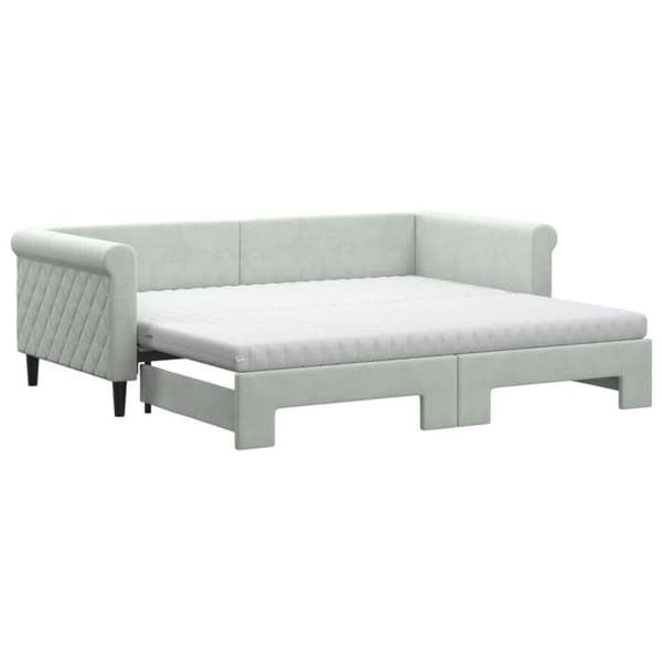 Maison Exclusive - Dagbädd med utdragssäng och ljusgrå madrass 90x190cm sammet