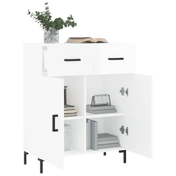 Maison Exclusive - Buffé Vit glänsande 69,5x34x90 cm Ingenjörsträ