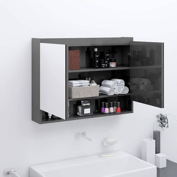 Maison Exclusive - Badeværelsesspejlskab 80x15x60 cm MDF Grå højglans