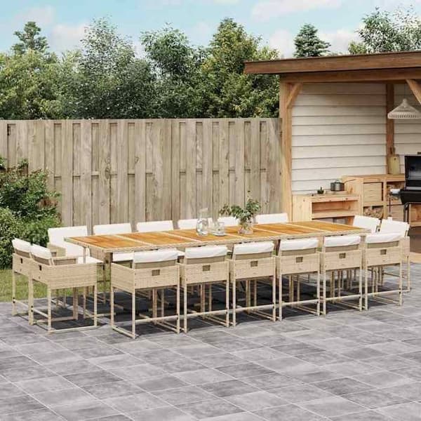 Maison Exclusive - Puutarhakalusteryhmä ja tyynyt 17 kpl beige