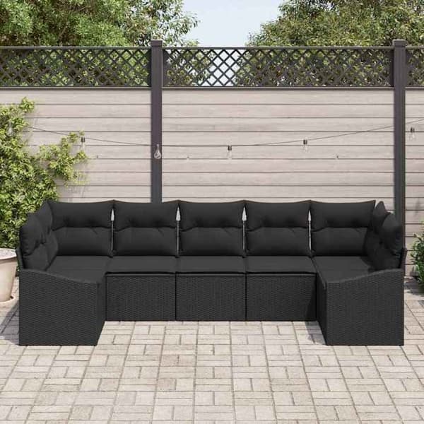 Maison Exclusive - 7-delars soffgrupp i svart polyrotting