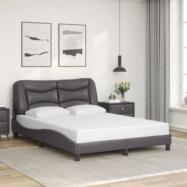 Maison Exclusive - Sengestel med LED uden madras Hvar grå 120x200 cm Grå