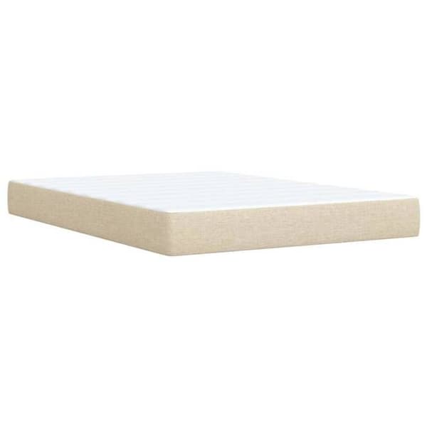 Maison Exclusive - Sengebund med lameller og madras Creme 140x190 cm Stof