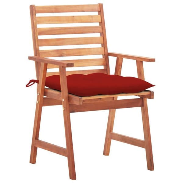 Maison Exclusive - Utomhusmatstolar set om 3 med kuddar i massiv akacia