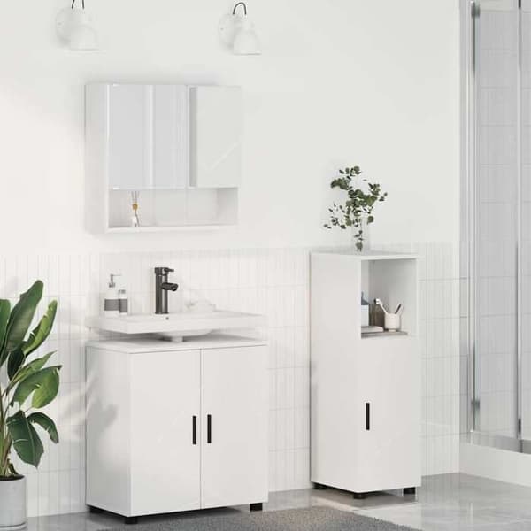 Maison Exclusive - 3 osan kylpyhuonekalustesarja Valkoinen Vit