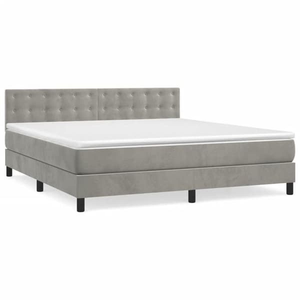Maison Exclusive - Seng solid bund med socker og madras Grå 160x200cm Velour