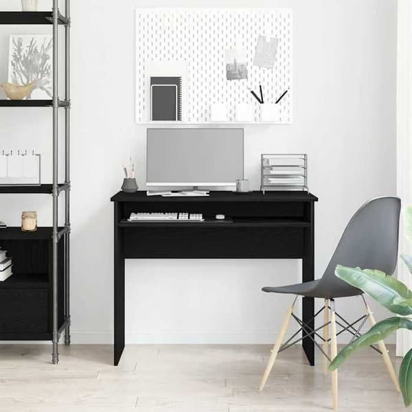 Maison Exclusive - Kontor i sort egetræ 90x50x74 cm ingeniørtræ svart ek