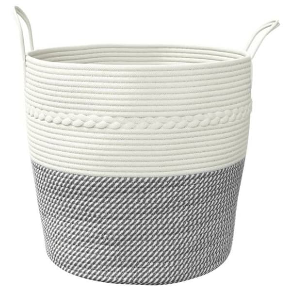 Maison Exclusive - Förvaringskorg grå och vit Ø43x38 cm bomull grått och vitt