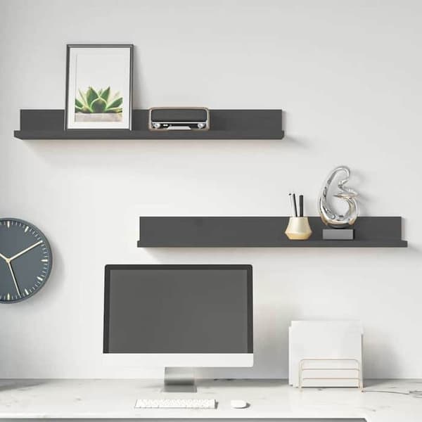 Maison Exclusive - Seinähyllyt 2 kpl Harmaa 80x11x9 cm Massiivipuu Grå