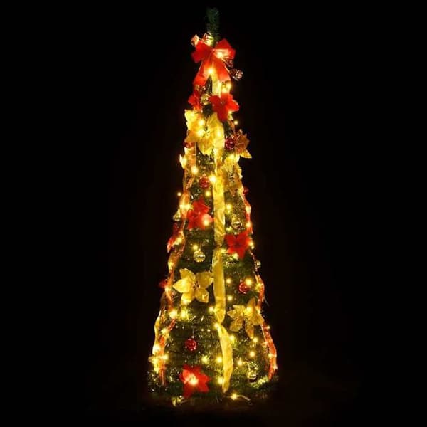 Maison Exclusive - Fällbar konstgjord julgran 150 LED grön 180 cm