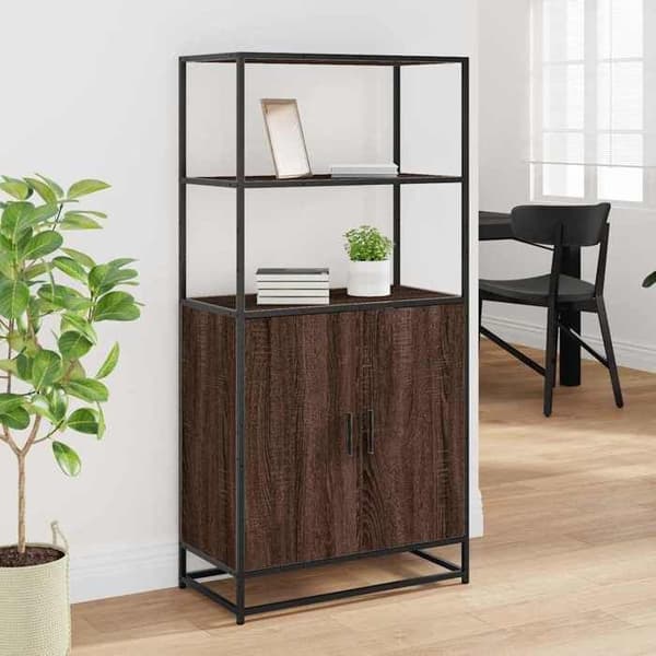 Maison Exclusive - Buffé hög ek brun 68x35x139 cm ingenjörsträ metall