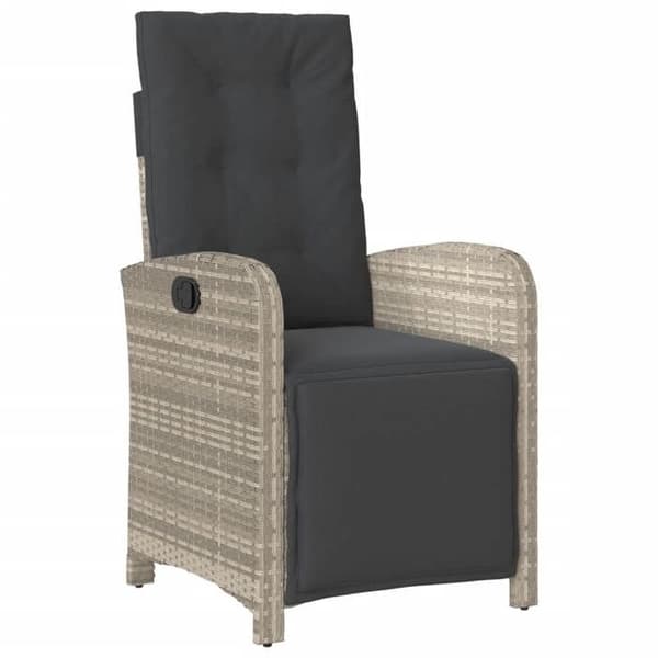 Maison Exclusive - Bistro-set 3 delar med ljusgrå kuddar i flätad resin