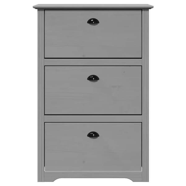 Skohylla - EXKLUSIV HEM - BODO - Grå - 80x35x118 cm - Massivt trä Grå