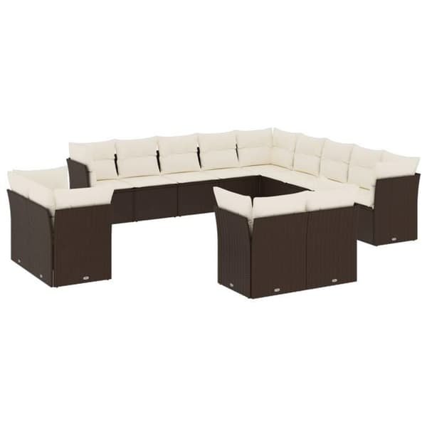 Maison Exclusive - Trädgårdsmöbler med kuddar 13 delar brun flätad resin