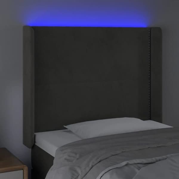 Maison Exclusive - LED-päätyharso Tummanharmaa 103x16x118/128 cm Sametti mörkgrå