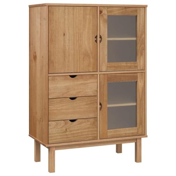 Buffet høj - EKSKLUSIV HUS - OTTA - Massivt træ - 3 døre & 3 skuffer - 85x43x125 cm