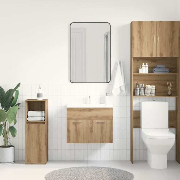 Maison Exclusive - Badeværelsesmøbel under vask i massivt egetræ 60 x 38,5 x 46 cm ingeniørtræ