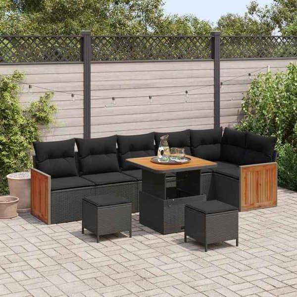 Maison Exclusive - 9 hengen puutarhakalustesarja 9 kpl Musta
