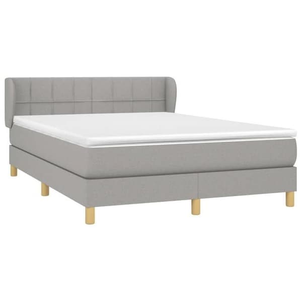 Maison Exclusive - Sengebund med lameller og madras Lys grå 140x190cm Stof