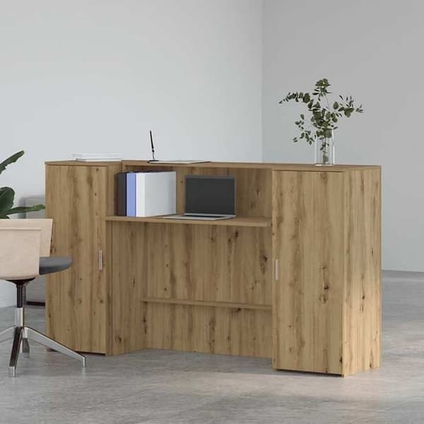 Maison Exclusive - Reception desk i håndlavet egetræ 180x50x103,5cm ingeniørtræ