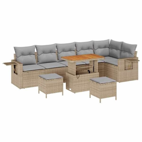Maison Exclusive - 11 osan beige ja vaaleanharmaa puutarhakalustesarja