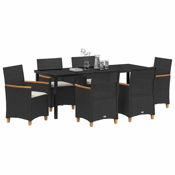 Maison Exclusive - 7 osan puutarhaterassipöytäryhmä musta polyrottinki