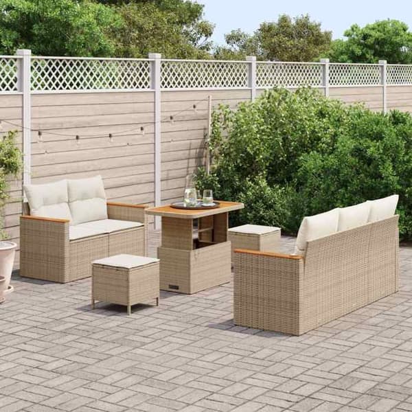Maison Exclusive - 8 osan beige polyrottinkinen puutarhakalustesetti beige