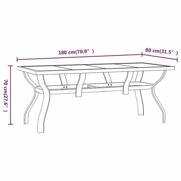 Maison Exclusive - Havebord Sort 180x80x70 cm Stål og glas Svart