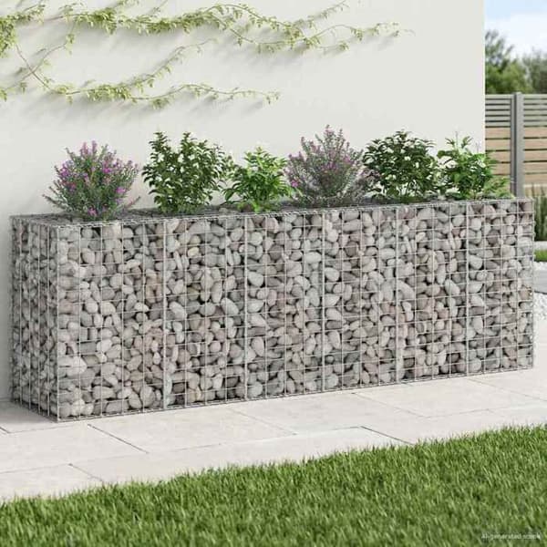 Maison Exclusive - Hög säng gabion 2 st 250 x 50 x 80 cm Galvaniserat stål