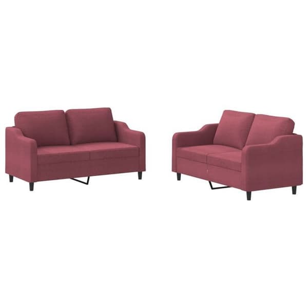 Maison Exclusive - Set med 2 soffor med kuddar i vinröd tyg