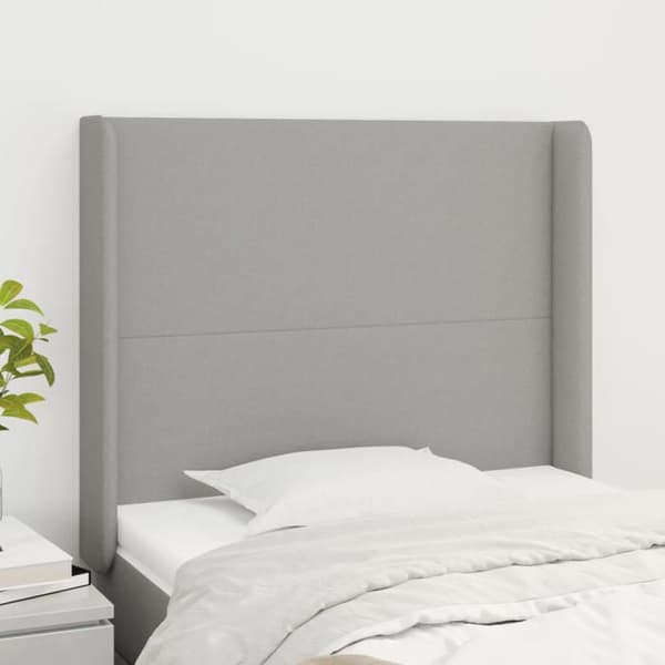 Maison Exclusive - Päätylevy korvilla Vaaleanharmaa 83x16x118/128 cm Kangas ljusgrått
