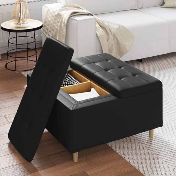 Maison Exclusive - Ottoman med opbevaring Sort 80 x 80 x 45 cm Kunstlæder