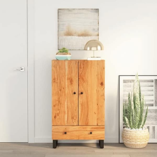 Maison Exclusive - Buffé hög med låda 60x33x100cm massiv akaciaträ och järn