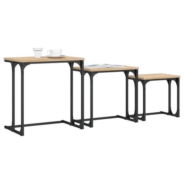 Maison Exclusive - 3 stk. nestbare sofaborde i sonoma eg, ingeniørtræ