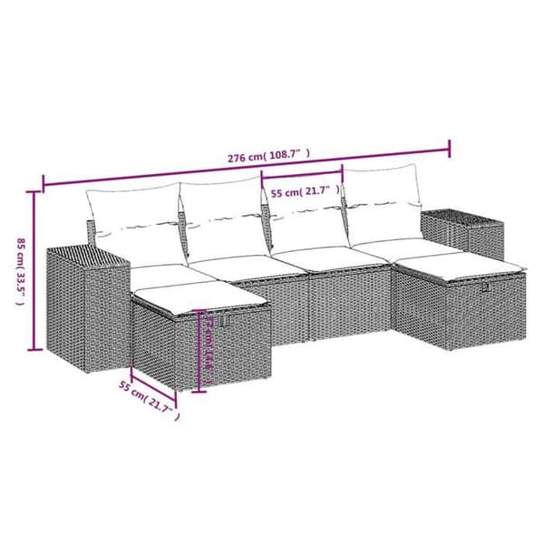 Maison Exclusive - Trädgårdsmöbler 6 delar med ljusgrå kuddar i flätad resin