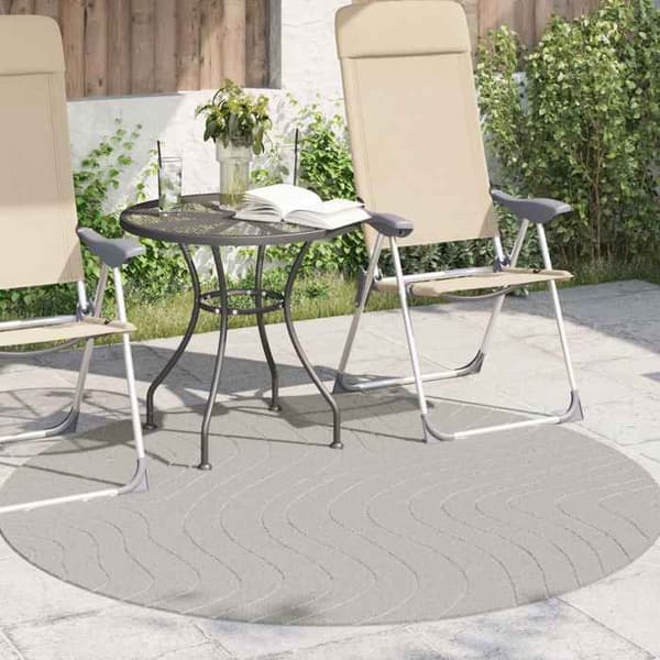 Rundt tæppe - MAISON EXCLUSIVE - PALMERAS - Ø 200 cm - Creme - Polyester, skridsikker bagside Grädde