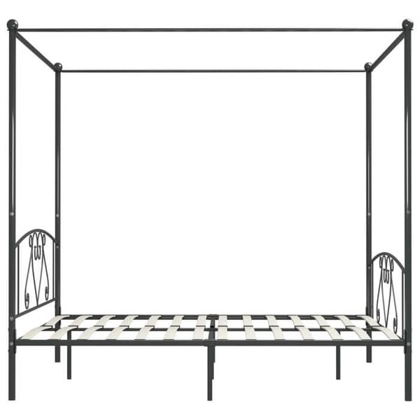 Sengestel med baldakin - EKSKLUSIV HUS - 180x200 cm - Grå - Solid metal - Lamelseng