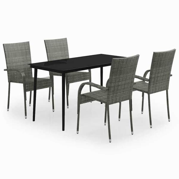 Maison Exclusive - Have spisebordssæt 5 stk Grå og sort