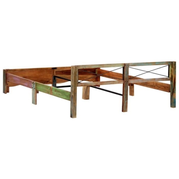 Sänkykehys - Vintage - Massiivinen kierrätyspuu - 180x200 cm - 2 paikkaa - Helppo koota Flerfärgad