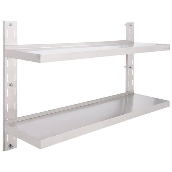 Maison Exclusive - Væghylde med 2 niveauer i rustfrit stål 120x30 cm