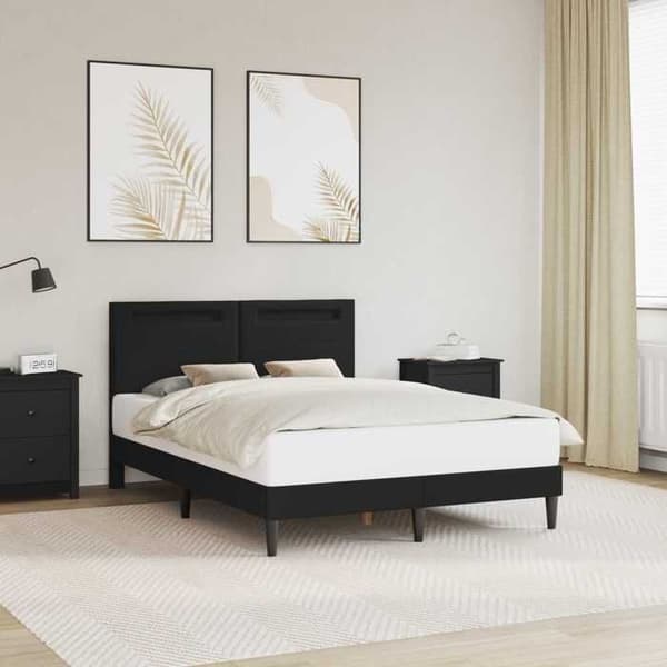 Maison Exclusive - Sengestel med LED-striber Sort 160 x 200 cm Kunstlæder Svart