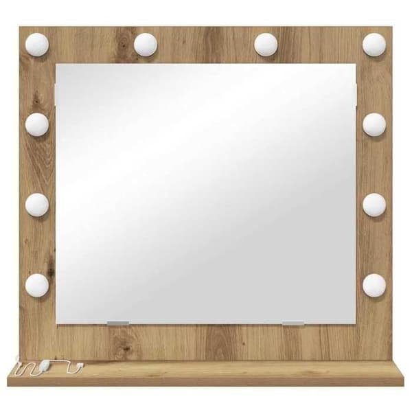 "Vægspejl - EKSKLUSIVT HUS - Model Eg - 60 x 55 x 18 cm - Rektangulær - LED USB" Ek (ingenjörsträ)