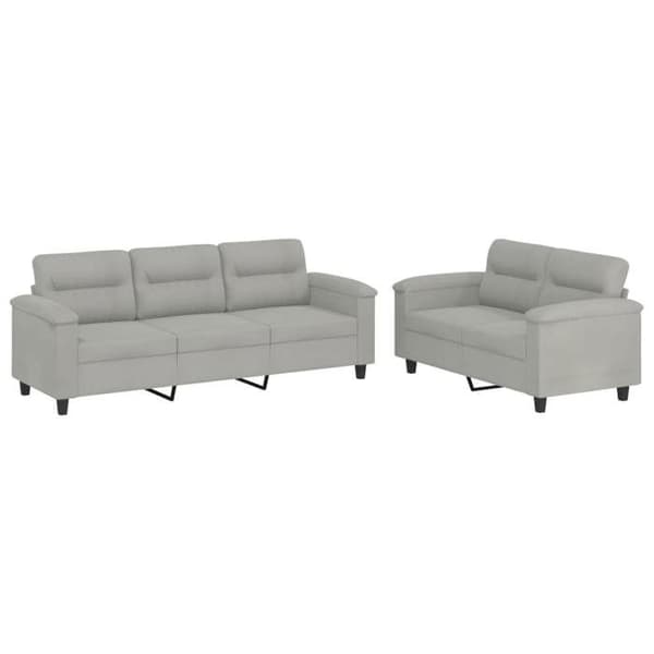 Maison Exclusive - Set med 2 soffor med ljusgrå kuddar i mikrofiber ljusgrått