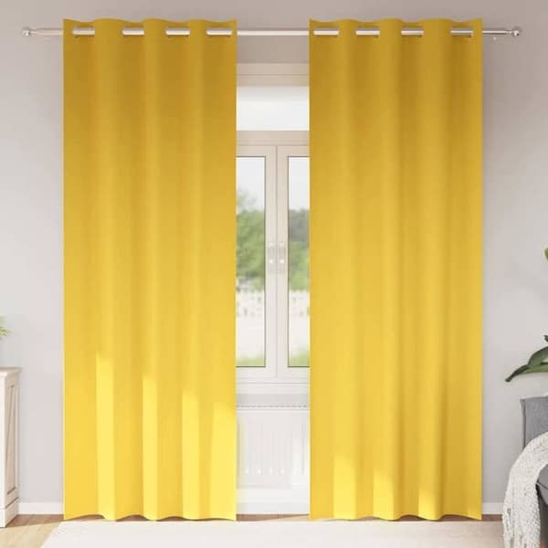 Maison Exclusive - Mörkläggande gardiner med ringar 2 st Senapsgul Polyester