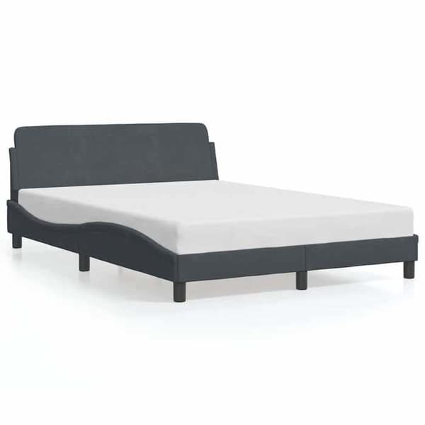 Sengestel - EKSKLUSIV HUS - Dover - Mørkegrå velour - 137x190 cm - Hovedgærde inkluderet. Mörkgrå