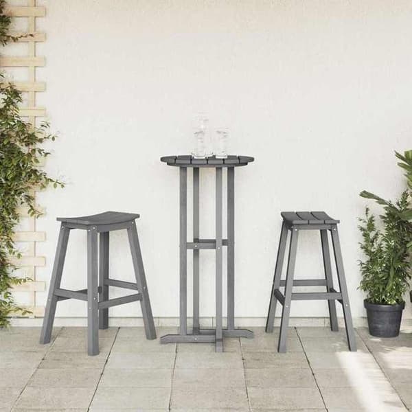 Maison Exclusive - 3 osan puutarhabaariharjoitussetti, vaaleanharmaa HDPE